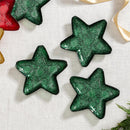 Heartfelt Cheer Plate Glass Star Shape, Green, 8"