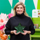 Heartfelt Cheer Plate Glass Star Shape, Green, 8"