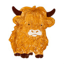 Holly Homestead Plate Ceramic Highland Cow Shaped Embossed Plate, 10.25"