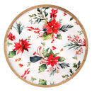 VivaStyle Poinsettia Bliss Platter, Round Wood Platter, 14"L