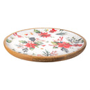 VivaStyle Poinsettia Bliss Platter, Round Wood Platter, 14"L