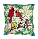 Stained Glass Songbirds Pillow Cover