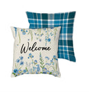 Welcome Blue Wildflower Pillow Cover