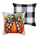 Checkered Bow Pumpkin Pillow Cover