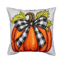 Checkered Bow Pumpkin Pillow Cover