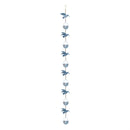 Cottage Garden Rain Chain, Metal, Hummingbird with Flower Shaped Cups, Patina Blue Finish, 72"L