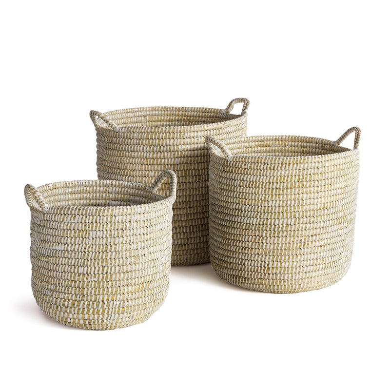 Napa Home Accents Collection-Rivergrass Red Baskets White Hndles , Set of 3