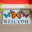 Pollinator Garden Butterfly PVC Trapper Mat, "Welcome", 28"x16"