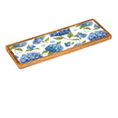 VivaStyle Serveware, Rectangular Wood Serving Tray, Hydrangea, 18"L