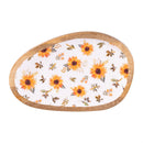VivaStyle Sunflower Fields Serveware, Irregular Shaped Wood Serving Tray, Sunflower, 12"L