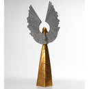 Small Golden Angel with Raised Metal Wings and Holding a Cross