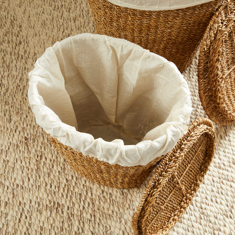 NAPA Home & Garden, SEAGRASS OVAL HAMPER WITH LINING, SET OF 2,SG2032