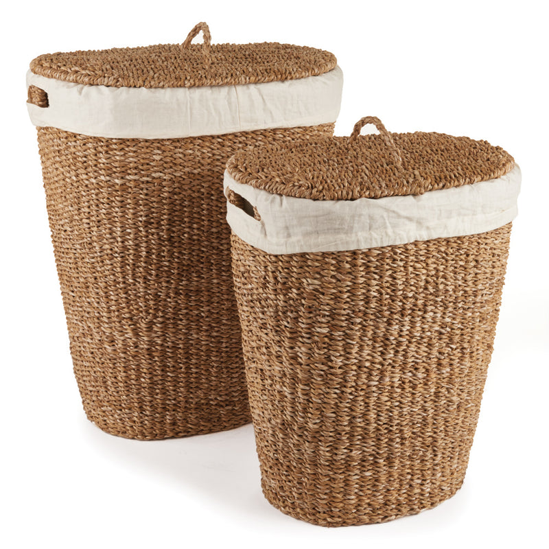 NAPA Home & Garden, SEAGRASS OVAL HAMPER WITH LINING, SET OF 2,SG2032