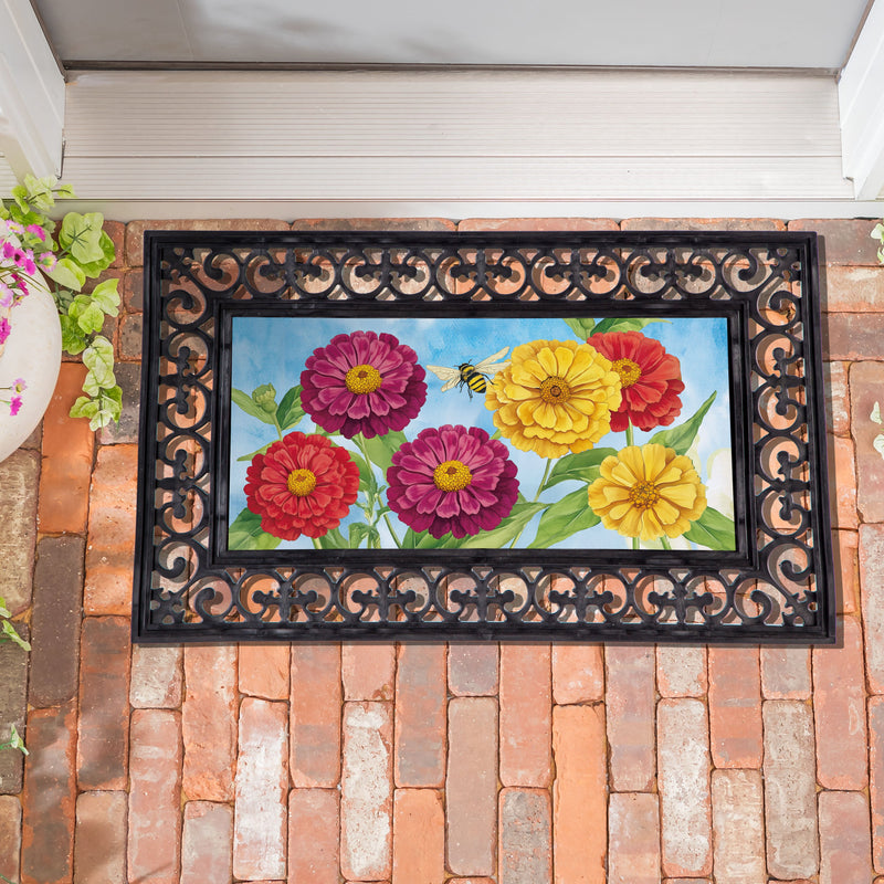 Multicolor Zinnias & Bees Sassafras Switch Mat