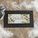 Holiday Poinsettia Chickadees Flocked Coir Sassafras Switch Mat, 22"x10"