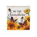Harvest Blossom Sunflower and Butterfly Sign Wood Block, "Be The Sunshine", 6"x6"