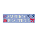 American Classic Red White & Bows Wood Mantle Sign, "America The Beautiful", 18"x5"
