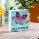 Seaside Retreat Sign Wood Block, Butterflies, Your Text Here, 6"x6"