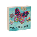 Seaside Retreat Sign Wood Block, Butterflies, Your Text Here, 6"x6"