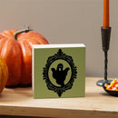 Haunted House Spooky Silhouettes Sign Wood Block, Halloween Ghost, 6"x6"