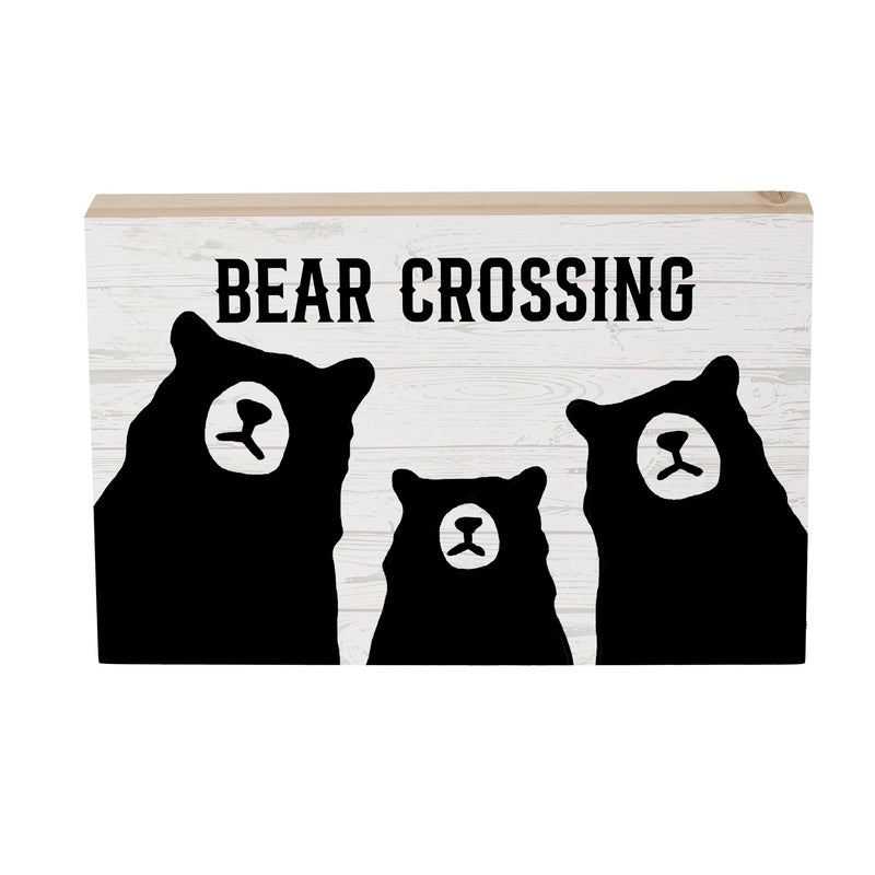 High Country Bear Trio Wood Sign Plock,"Bear Crossing", 12"x8"