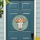 Southwest Pueblo Wood Door Decor, Steer Skull, 18"