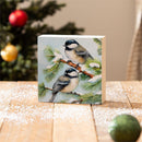 Snowbirds Chickadees Sign Wood Block, 6"x6"