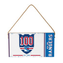 New York Rangers,100 Anniversary Wood Wall Sign, 6x11
