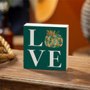 Harvest Blossom Jacobean Pumpkin Sign Wood Block, "Love", 6"x6"