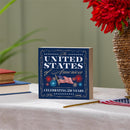 Red White & Bloom Sign Wood Block, United States, 6"x6"