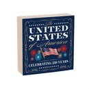 Red White & Bloom Sign Wood Block, United States, 6"x6"