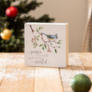 Snowbirds Sign Wood Block, "Peace in the World", 6"x6"