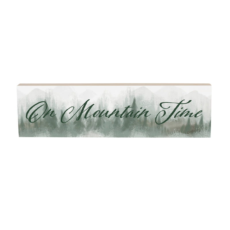 High Country Painting Wood Mantle Sign, "On Mountain Time", 18"x5"
