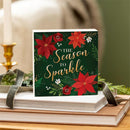 Holly Homestead Sign Wood Block, "The Season To Sparkle", 6"x6"