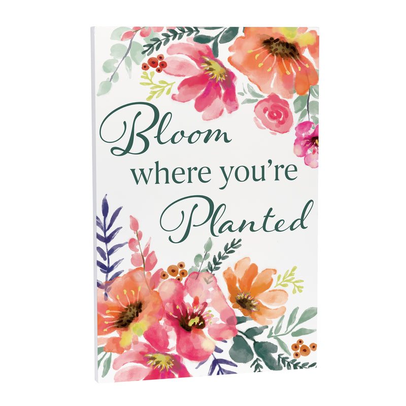 Pastels of Nature Indoor Wall Decor, Wood, "Bloom Where You're Planted", 24"x16"