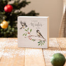 Snowbirds Sign Wood Block, "A Warm Winter Hello", 6"x6"