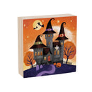 Haunted House Sign Wood Block, Halloween Mansion, 6"x6"