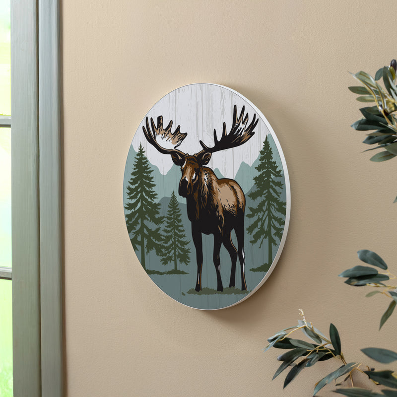 High Country Wilderness Wood Door Decor, Moose, 18"
