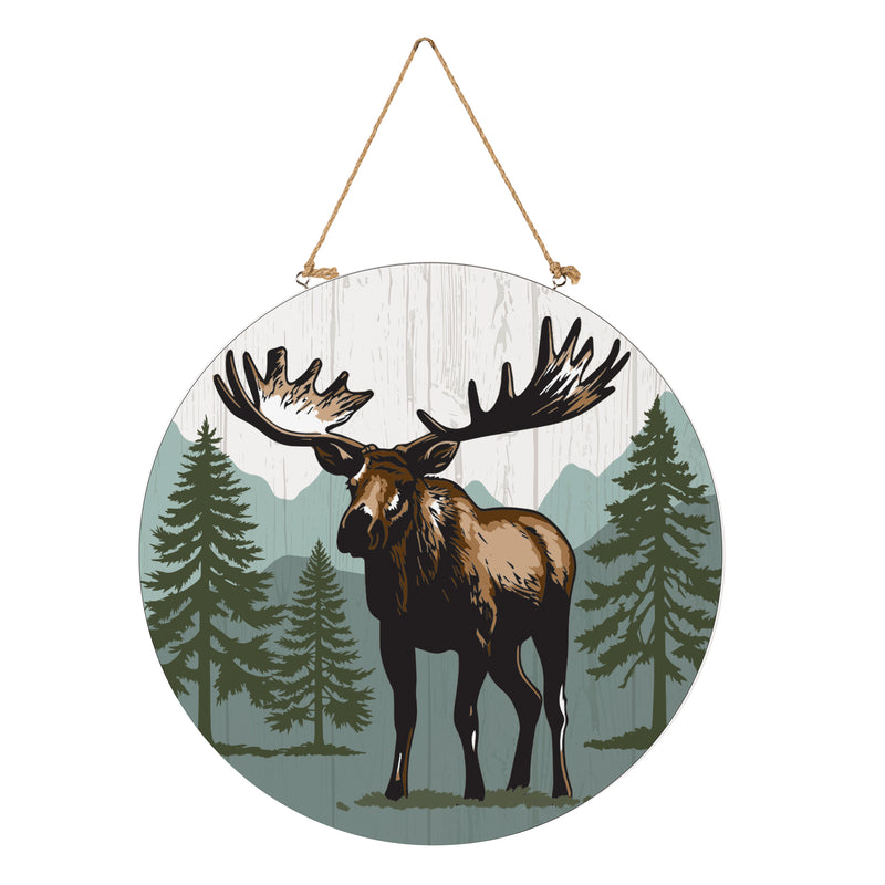 High Country Wilderness Wood Door Decor, Moose, 18"