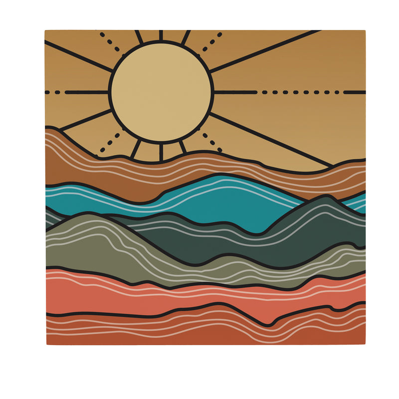 Southwest Sunrise Indoor Wall Decor, Wood, Landscape, 12"x12"