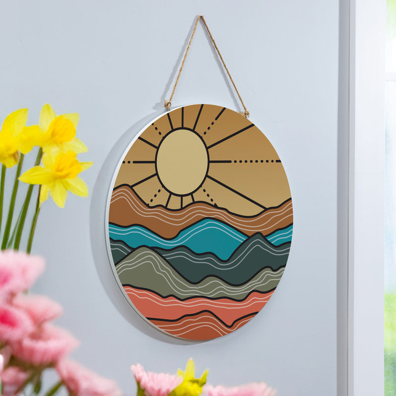 Southwest Sunrise Wood Door Decor, Landscape, 18"