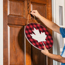 Canada Strong Maple Leaf Wood Door Decor, Buffalo Check, 18"