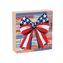 American Classic Stars & Stripes Sign Wood Block, Bow, 6"x6"