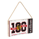 Chicago Blackhawks,100 Anniversary Wood Wall Sign, 6x11