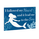 Blue Coastal Coral Sea Indoor Wall Decor, Wood, Mermaid "Heart", 24"x16"