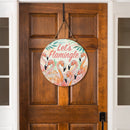 Palm Beach Flamingo Wood Door Decor, "Let's Flamingle", 18"