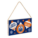 Edmonton Oilers Holiday Wood Wall Sign, 6x11