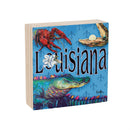 Seaside Retreat Sign Wood Block, Louisiana Alligator, 6"x6"