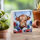 American Classic Highland Cow Wood Sign Plock, 6"x6"