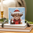 Holly Homestead Highland Cow Sign Wood Block, 6"x6"